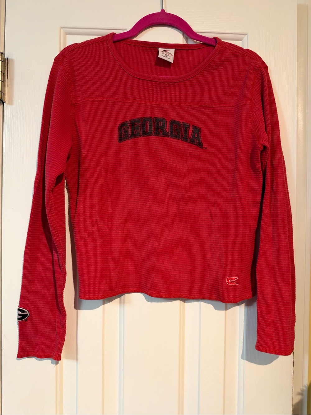 Colosseum Red Georgia Long-Sleeve Waffle Knit Tee